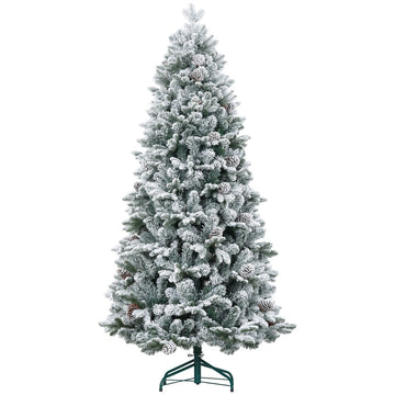 Kunstkerstboom met Sneeuw en Dennenappels | Kleur: Groen | Afmetingen: 97x97x180 cm