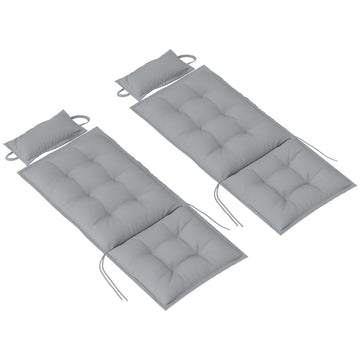2-delige ligbedkussens - Waterafstotende tuinkussens | Kleur: Grijs | Afmetingen: 116x50x5 cm