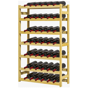 7-laags houten wijnrek voor 42 flessen | Kleur: Natuurlijk hout | Afmetingen: 25x63x102 cm