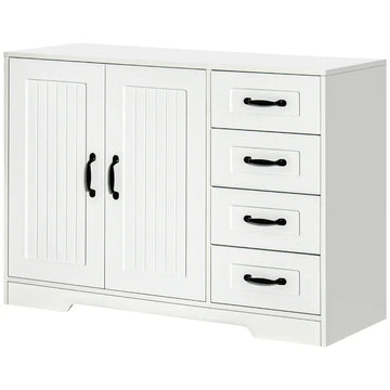 Dressoir met 4 laden en 2 deuren | Kleur: Wit | Afmetingen: 105x40x76 cm