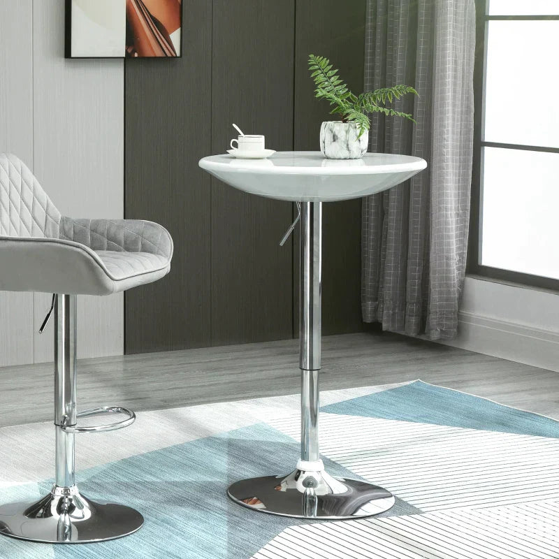 Verstellbarer Bartisch mit drehbarer Platte | Farbe: Weiß | Maße: 61x61x76-97 cm