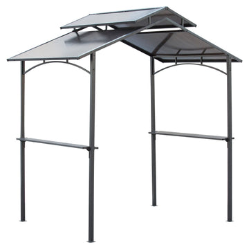 BBQ-paviljoen met vlamwerend dak | Kleur: Zwart + Bruin | Afmetingen: 150x240x250 cm