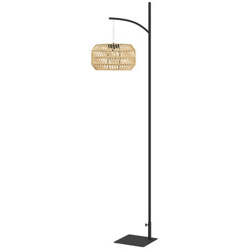 Rattan solar lamp voor buiten | Kleur: Zwart, bruin | Afmetingen: 32x44x178 cm