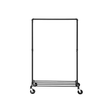 Kledingrek industrieel, mobiel, zwart, 100 x 163 x 49 cm