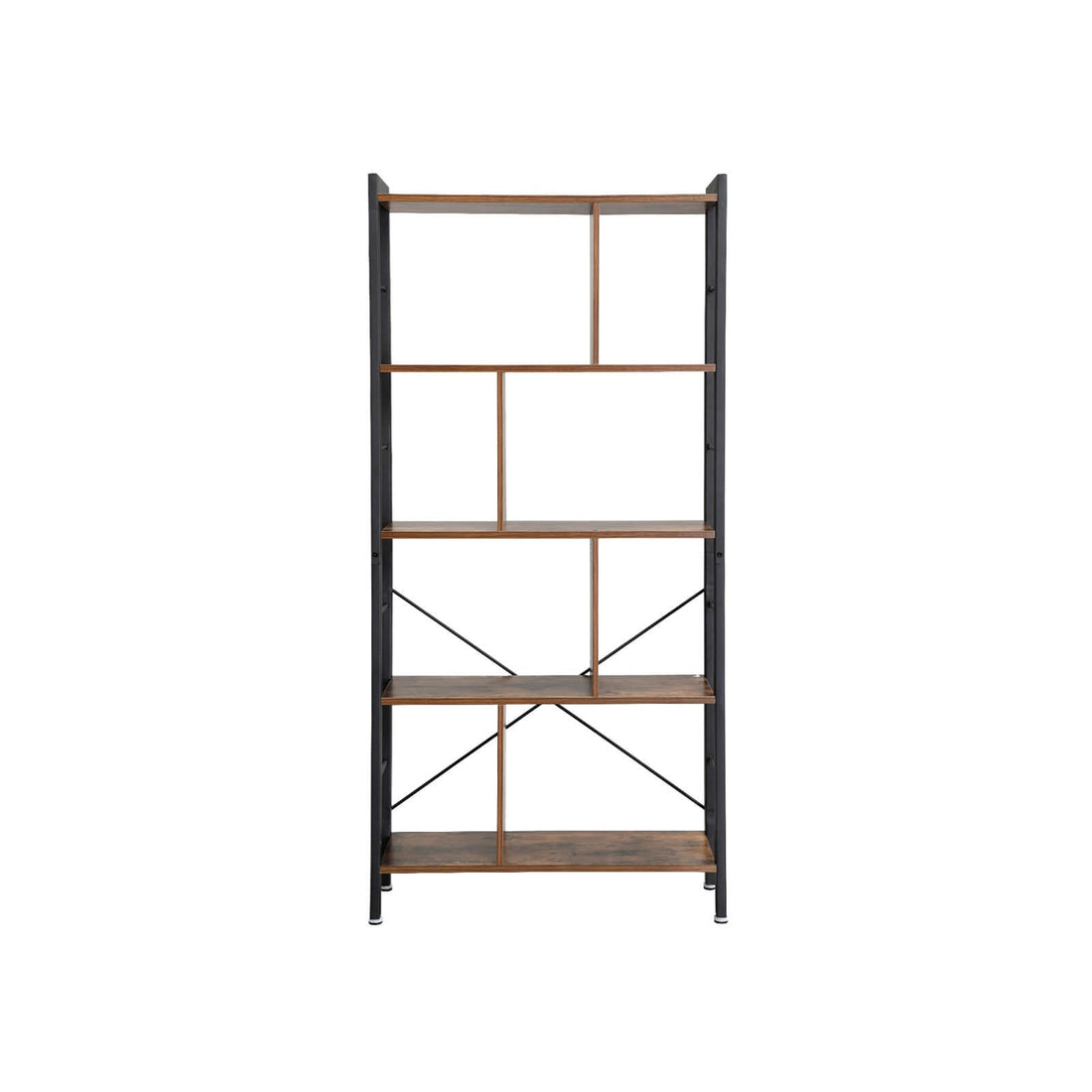 Bücherregal mit 4 Ablagen, Industrie-Design, Vintage Braun-Schwarz, 74 x 30 x 154,5 cm