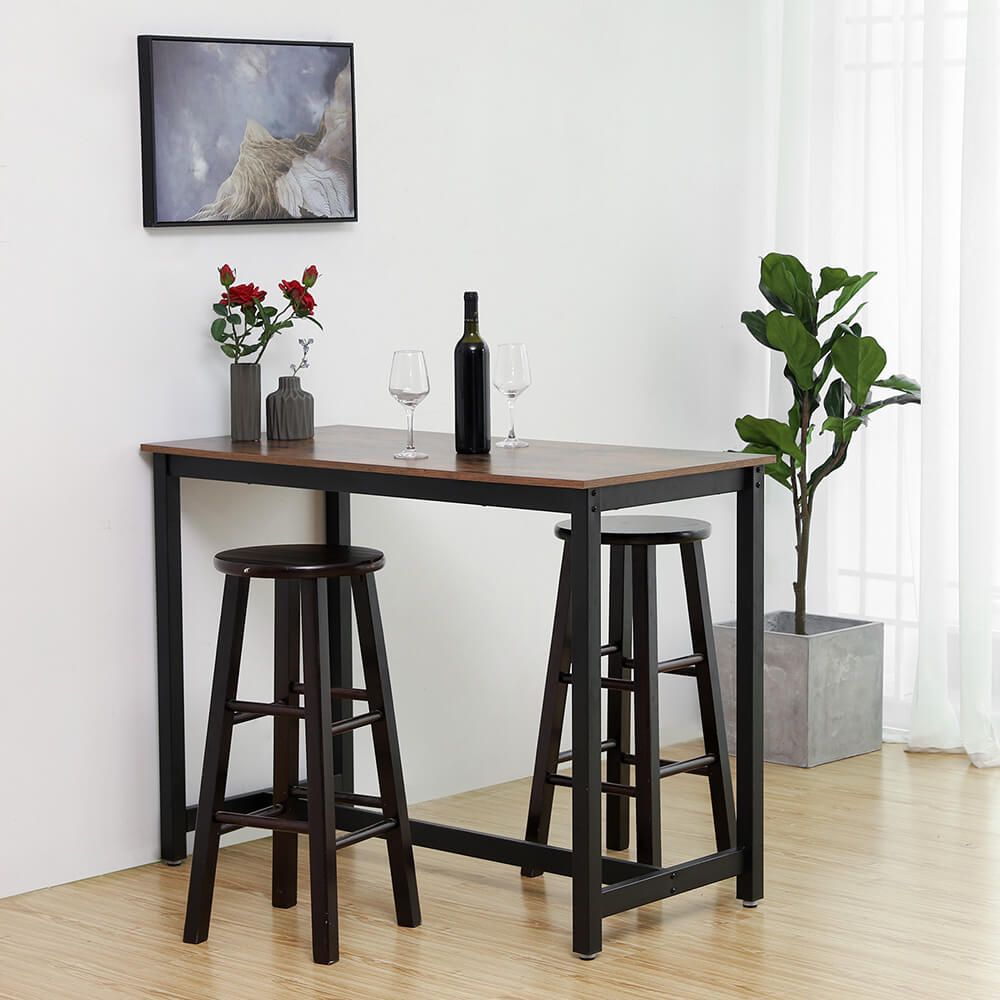 Bartisch - Bistrotisch - Küchentisch - Spanplatte/Eisen - Dunkelbraun/Vintage - 120 x 60 x 90 cm