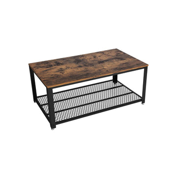 Salontafel met plank - industrieel - spaanplaat/staal - vintage bruin-zwart - 106,2 x 45 x 60,2 cm