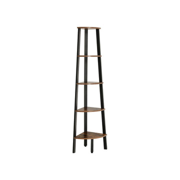 Hoekrek met 5 planken - Zwevend - Industrieel - Hout - 32,5 x 159 x 34 cm