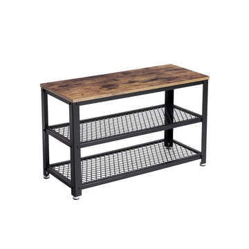 Schoenenrek - 3 niveaus - 90 kg - 73 x 45 x 30 cm - vintage bruin-zwart