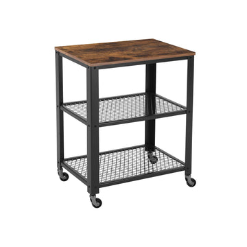 Keukentrolley vintage bruin-zwart - serveerwagen - opbergrek - 60 x 77,5 x 40 cm