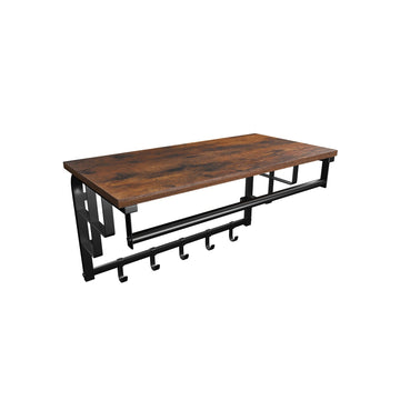 Wandkapstok vintage met plank - ruimtebesparend - 66 x 27 x 30 cm