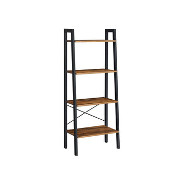 Ladderrek - boekenrek - 4 planken - vintage bruin/zwart - 34 x 56 x 137,5 cm