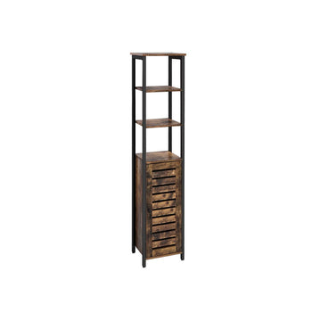 Hoog rek met kast - jaloeziedeur - industrieel - spaanplaat/ijzer - 37 x 30 x 167 cm