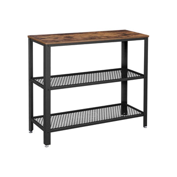 Consoletafel 3 niveaus industrieel, met planken, vintage bruin/zwart - 101,5 x 35 x 80 cm