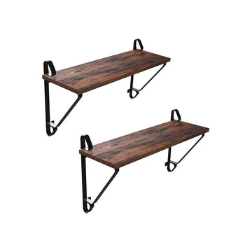 Wandplanken set van 2 - industrieel - zwart/rustiek - 60 x 32 x 20 cm