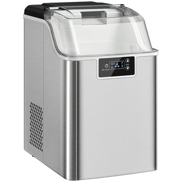 IJsblokjesmachine 20 kg/24 uur met dispenser | Kleur: Zilver | Afmetingen: 33,5x24x39 cm
