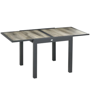 Uitschuifbare tuintafel - aluminium tafel | Kleur: Beige en grijs | Afmetingen: 80x80x75 cm