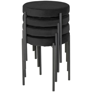 Set van 4 eetkamerkrukken - Fluwelen krukken | Kleur: Zwart | Afmetingen: 41.5x41.5x46 cm