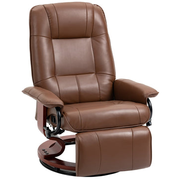Relaxfauteuil met draaivoet en verstelbare rugleuning | Kleur: Bruin | Afmetingen: 87x78x100 cm