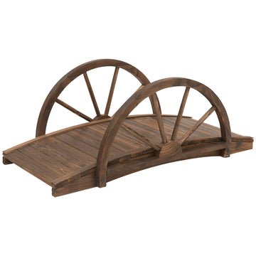Tuinbrug van hout - Decoratieve boogbrug | Kleur: Bruin | Afmetingen: 50x100x37 cm