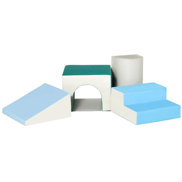 Zachte klim- en glijspeelset 4-delig | Kleur: Lichtgrijs/blauw/groen | Afmetingen: 50x150x39 cm
