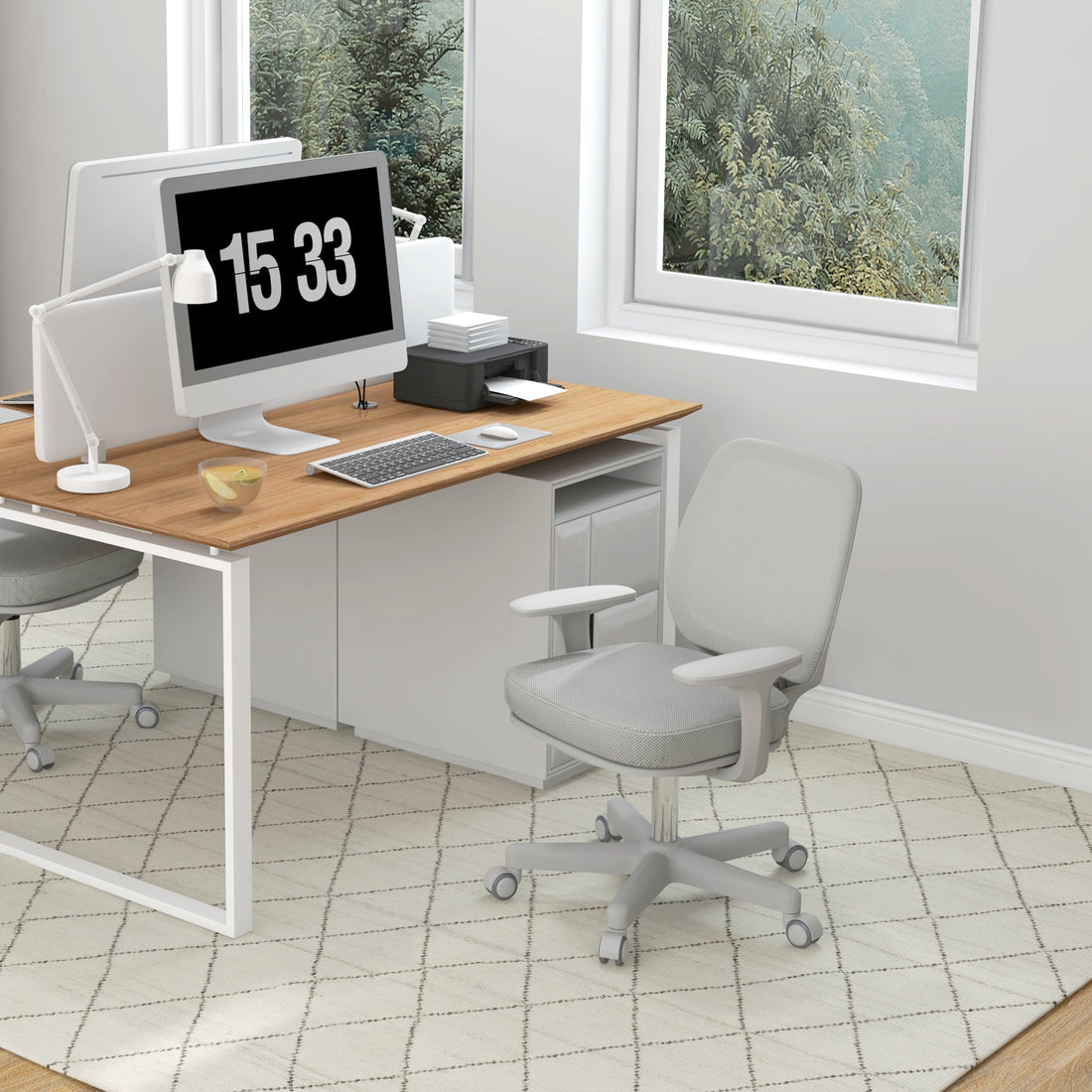 Bureaustoel, ergonomisch en verstelbaar | Kleur: Grijs | Afmetingen: 48x55x82.5-94.5 cm