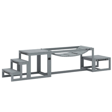 Honden agility set met brug, platform en trap | Kleur: Grijs | Afmetingen: 117x50x56 cm
