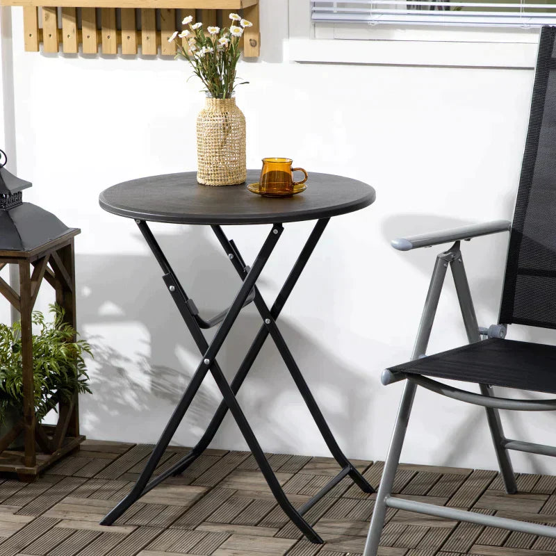Inklapbare ronde tuintafel voor 2 personen | Kleur: Donkergrijs | Afmetingen: 60x60x73 cm
