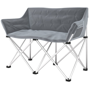 Opvouwbare 2-zits campingstoel - Grijs | Kleur: Grijs | Afmetingen: 57x120x95 cm