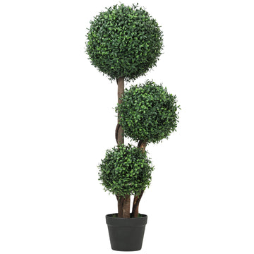 Kunstbuxusbol met houten stam in pot - 100 cm | Kleur: Groen | Afmetingen: 30x30x100 cm