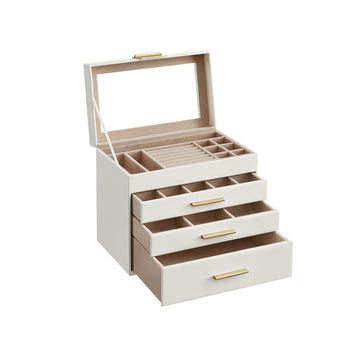 Sieradendoos - Organizer - MDF/PU-fluweel - Glas - 15,3 x 25,1 x 21,5 cm