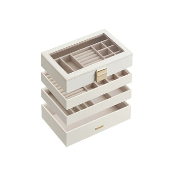 Stapelbare sieradendoos - organizer - 4 niveaus - fluwelen voering - 25 x 15 x 10 cm