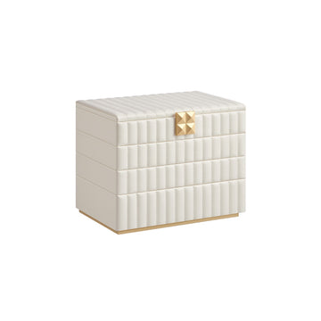 Sieradendoos met spiegel en 4 niveaus - wit - 17 x 28 x 20,5 cm - PU-leer/MDF