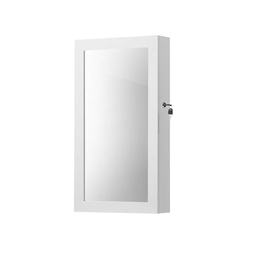 Sieradenkast met spiegel - wit MDF - fluweel - 37 x 67 x 10,5 cm - spiegel 59 x 29 cm