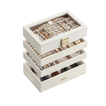 Stapelbare sieradendoos - organizer - vitrinedoos - 4 niveaus - ruimtebesparend
