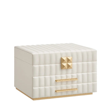 Sieradendoos met spiegel, 2 lades, fluweel, 21,5 x 24 x 15,8 cm, wolkwit