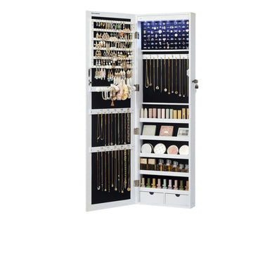 Hangende sieradenkast met spiegel en LED-verlichting - 37 x 10 x 120 cm