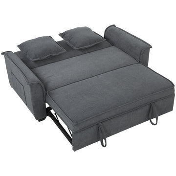 Futon slaapbank 2-zits met verstelbare rugleuning | Kleur: Donkergrijs | Afmetingen: 168x85x86 cm