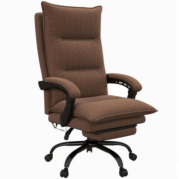 Bureaustoel met massage en verwarming | Kleur: Bruin | Afmetingen: 66x74x114-121.5 cm