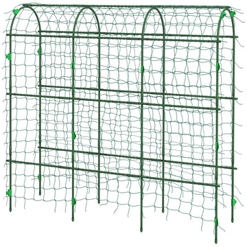 Grote klimboog met vogelnet voor klimplanten | Kleur: Groen | Afmetingen: 182x43x183 cm