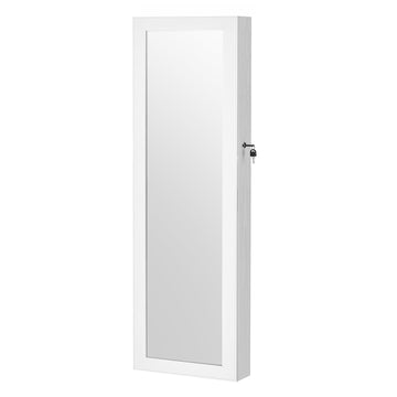 Sieradekast met ledverlichting en spiegel voor wand- of deurmontage | Wit | 120x10x36,7 cm