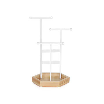 Metalen en houten sieradenhouder | Wit | 20,5x18x36 cm