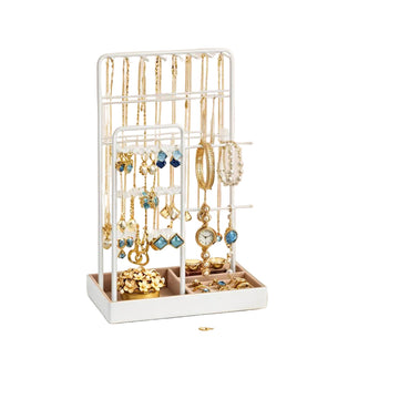 Sieradenrek in trapvorm - standaard - organizer - wit - 11,5 x 19,6 x 30,8 cm