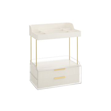 Make-uporganizer met 4 niveaus - PET en staal - 20 x 32 x 39,1 cm - wolwit