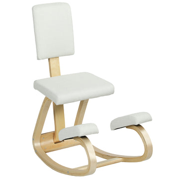 Ergonomische kniestoel voor kantoor en meditatie | Kleur: Cremewit | Afmetingen: 51x84x93 cm