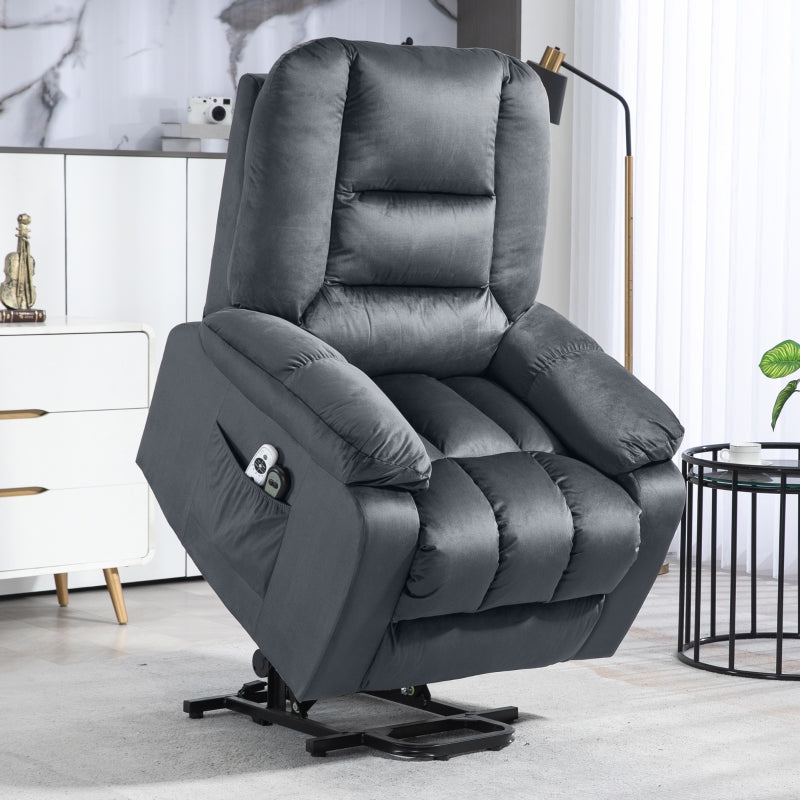 Elektrisk ståuppfåtölj med massage och relaxfunktion | Färg: Grå | Mått: 94x85x107 cm