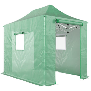 Opvouwbare pop-upkas met ramen en deuren | Kleur: Groen, Wit | Afmetingen: 200x300x270 cm