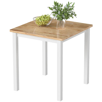 Eettafel van rubberhout voor 4 personen | Kleur: Bruin, wit | Afmetingen: 69x69x69.5 cm