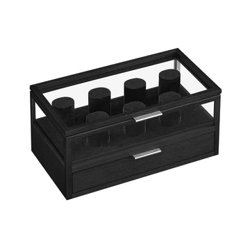 Horlogedoos - Houten organizer - Massief hout - Acryl deksel - 18 x 35,2 x 16 cm - Inktzwart