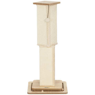 3-in-1 krabpaal voor katten met speelballen | Kleur: Crèmewit | Afmetingen: 39.5x39.5x87 cm